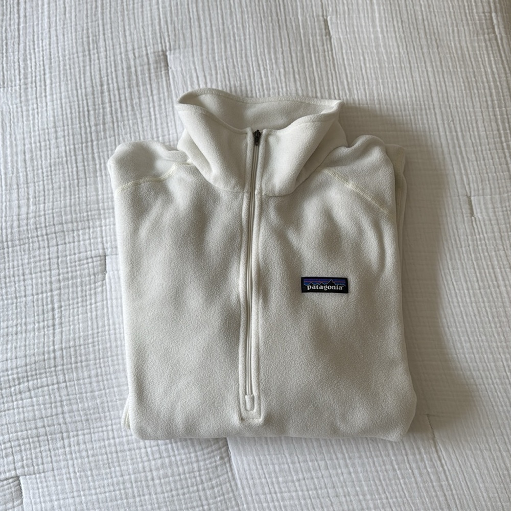 Patagonia Micro D 1/4 Zip Fleece Women's White X-Large Pullover Sweater GUC